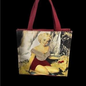 StjohnsBay Stylish Red and Beige Tote Bag